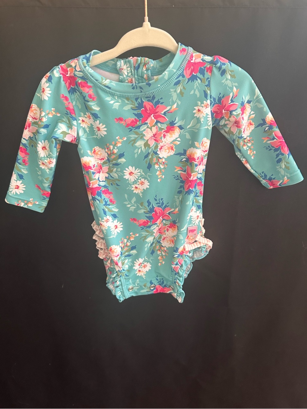 RuffleButts Baby Girls Novelty Baby One Piece - Rash Guard Swimsuit